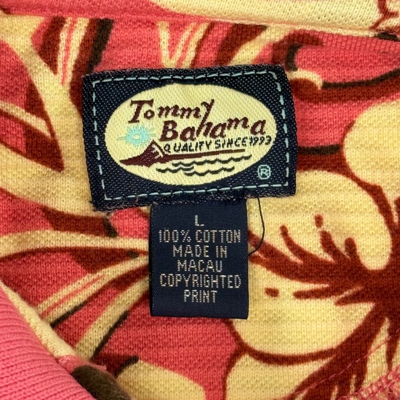 Tommy Bahama Hawiian Floral Print Hula Dancer Polo Shirt Men's Large - Lot‎ of 2 - Picture 3 of 16